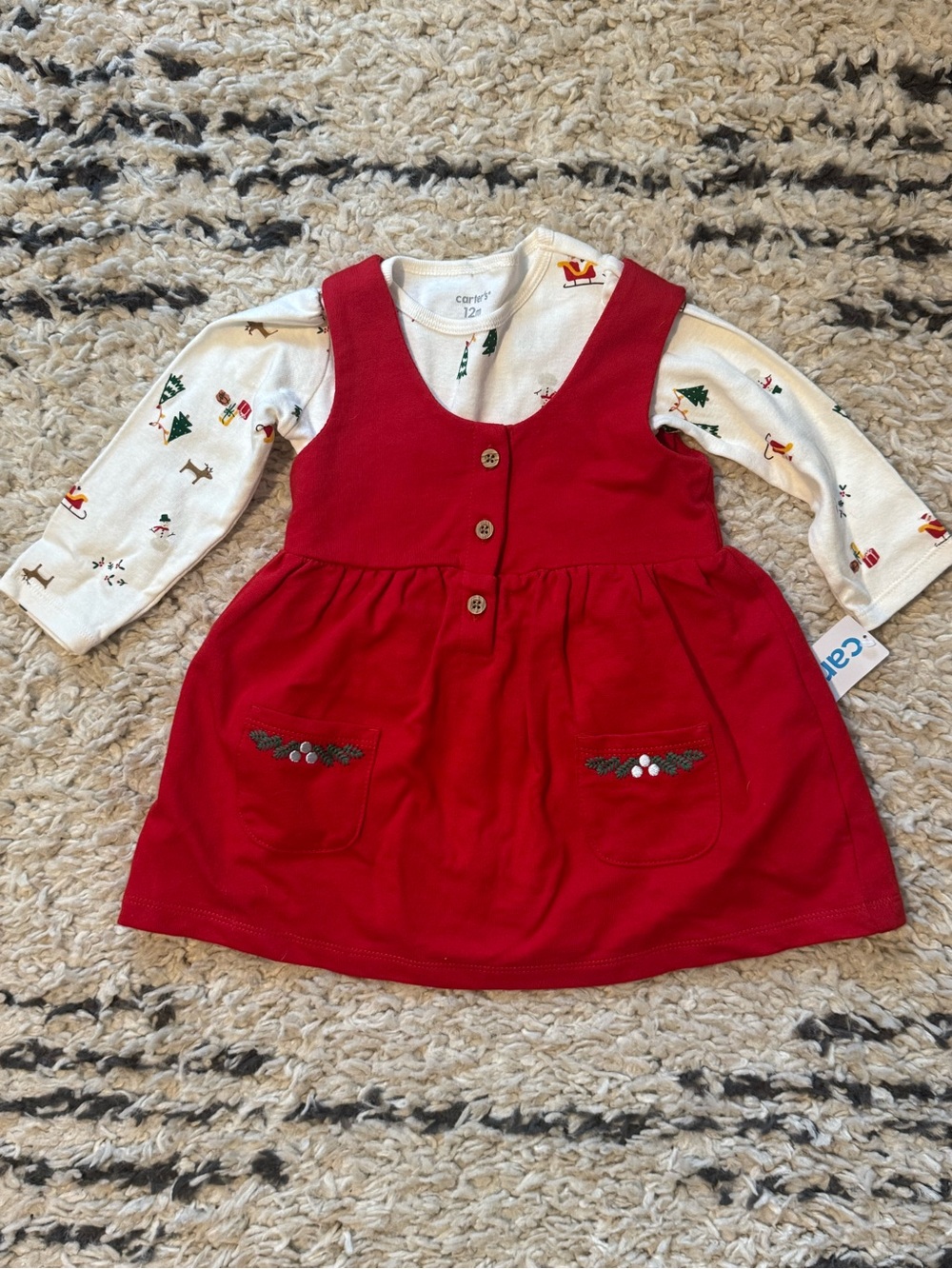 Carter’s Holiday Pinafore Dress & Matching Bodysuit Set NWT